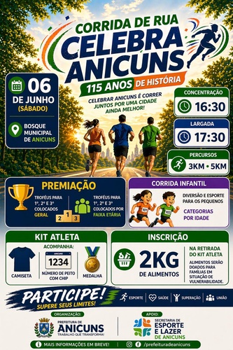 CORRIDA DE RUA CELEBRA ANICUNS 115 ANOS
