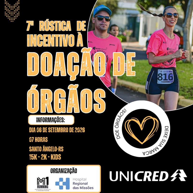 7ª RÚSTICA DE INCENTIVO A DOAÇÃO DE ÓRGÃOS - Santo Ângelo, Rio Grande do Sul - 2026 -  Inscrições Abertas | Atletis
