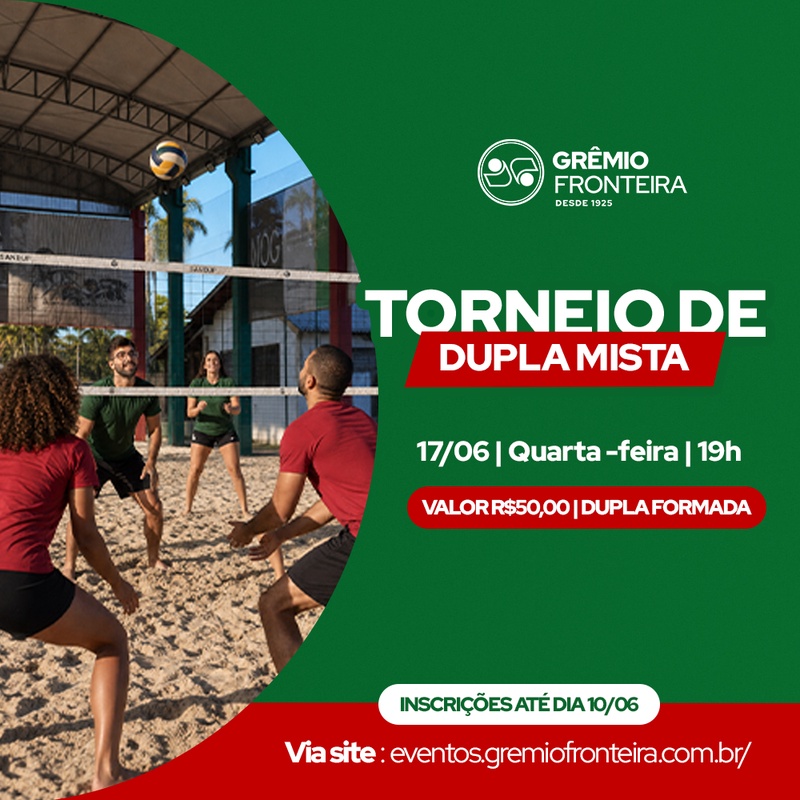 Torneio de Vôlei Dupla Mista - Araranguá, Santa Catarina - 2026 -  Inscrições Abertas | Grêmio Fronteira 