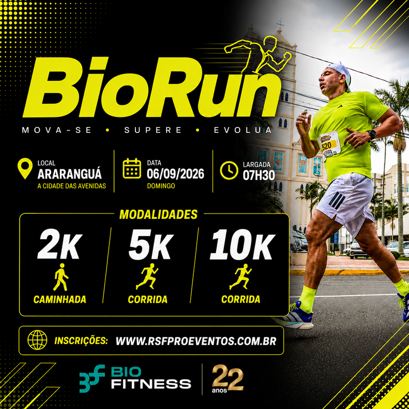 BIO RUN - Araranguá, Santa Catarina - 2026 -  Inscrições Abertas | RSF Pro Eventos