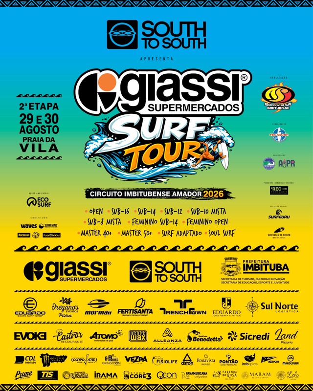 2ª etapa Giassi Supermercados Surf Tour - Circuito Imbitubense de surf  - Imbituba, Santa Catarina - 2026 -  Inscrições Abertas | Atletis